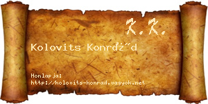 Kolovits Konrád névjegykártya